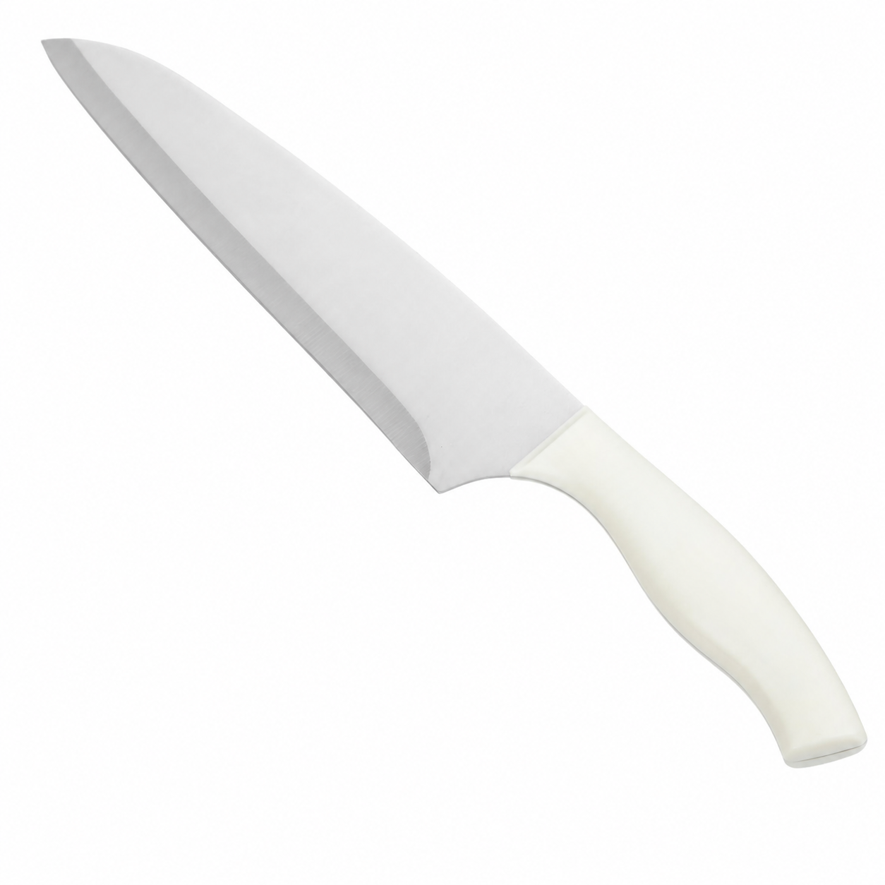 Cuchillo chef de acero inoxidable con mango blanco de 33 cm SKU 14496