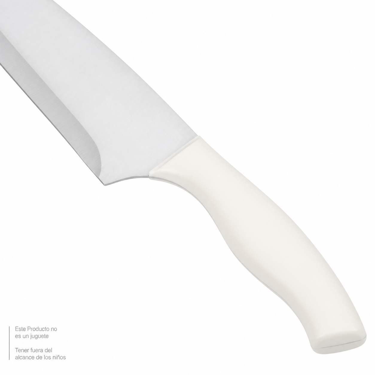 Cuchillo chef de acero inoxidable, mango blanco, 33 cm - Imagen 2