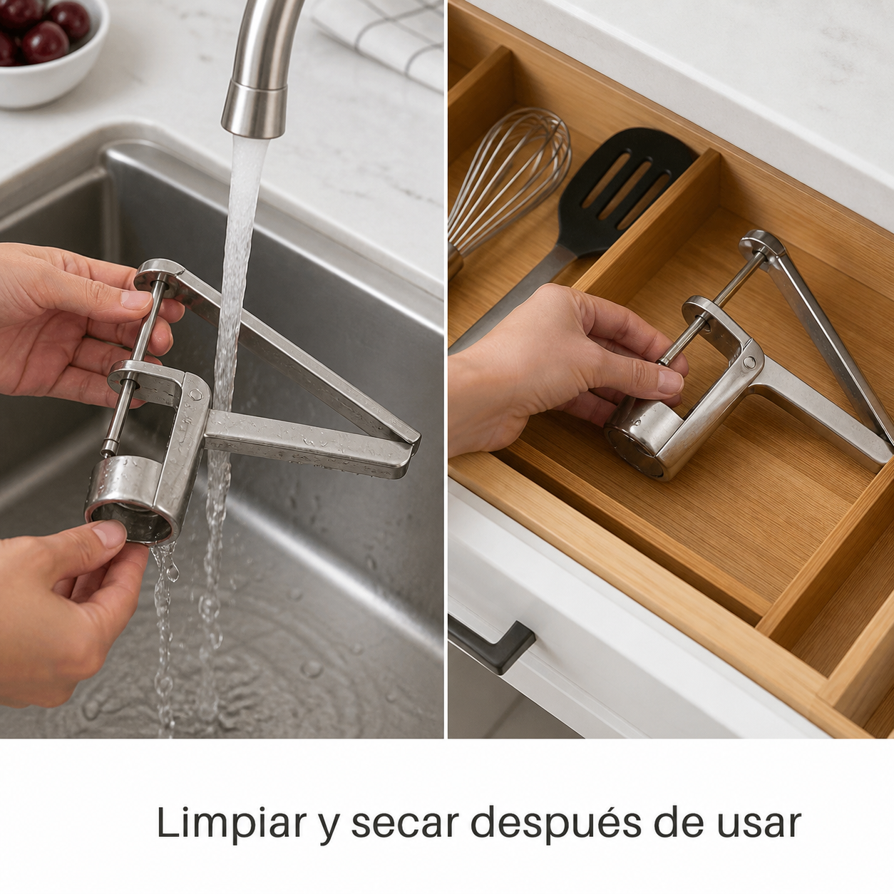 Removedor de semillas de cereza de acero inoxidable, manual - Imagen 7