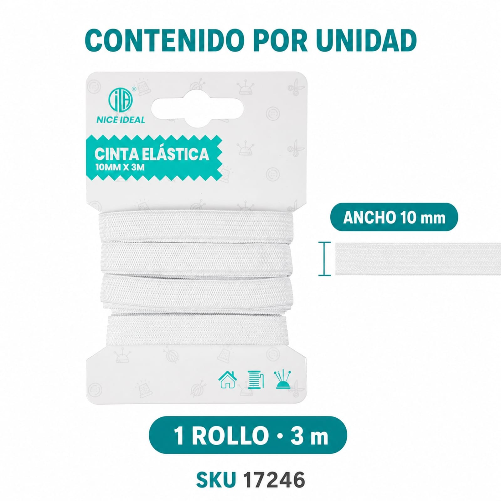 Contenido: un rollo de cinta elástica negra de 3 m