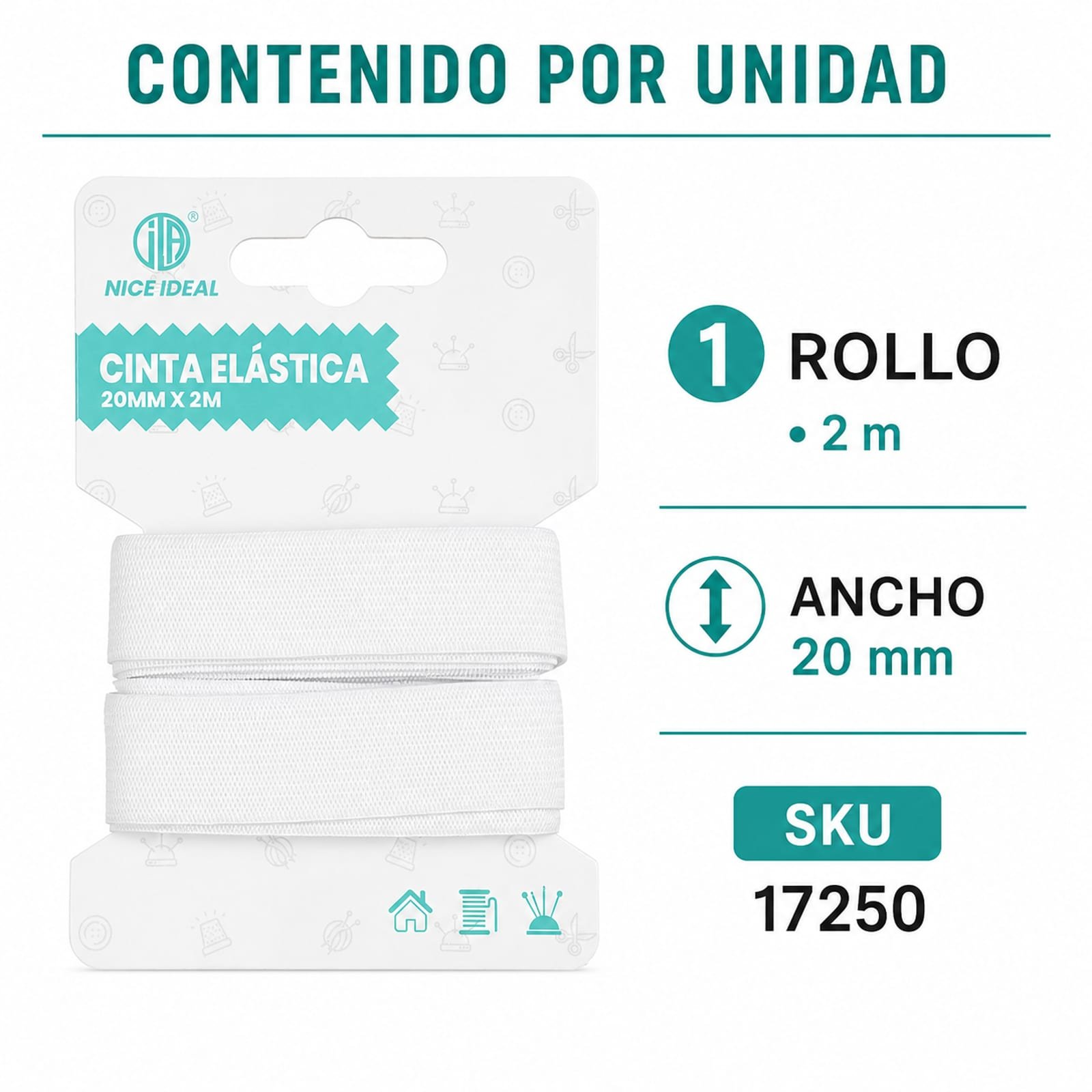 Contenido: un rollo de cinta elástica negra de 2 m