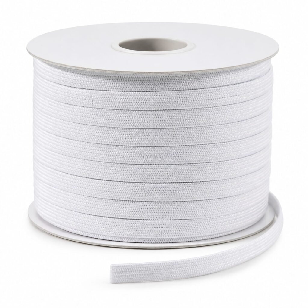 Rollo de cinta elástica plana blanca de 5 mm x 5 m SKU 17244