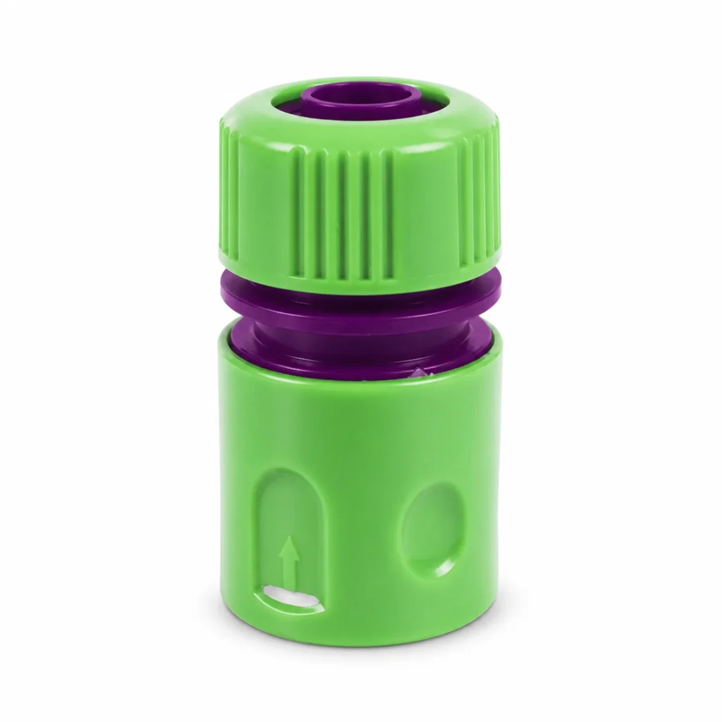 Conector rápido verde y morado para manguera de 1/2 pulgada