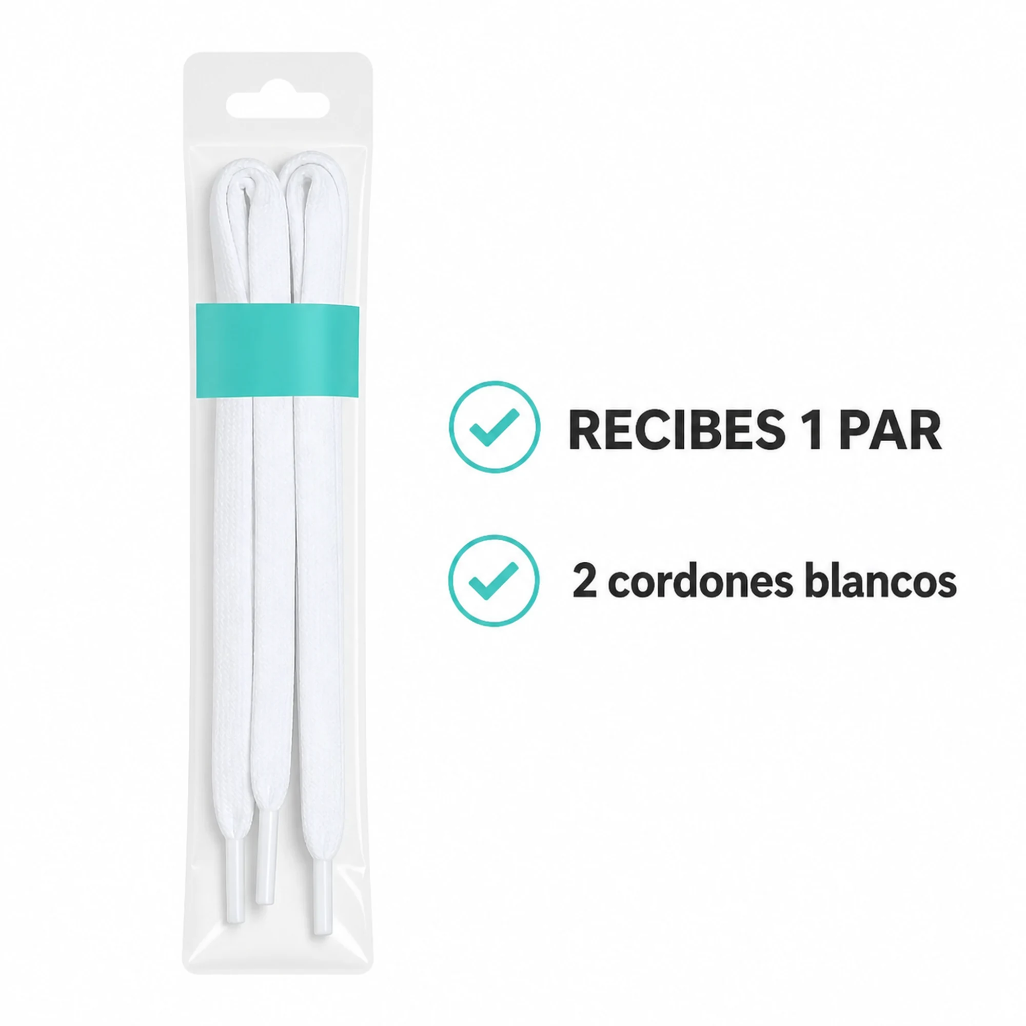 Contenido del paquete: un par de cordones planos blancos