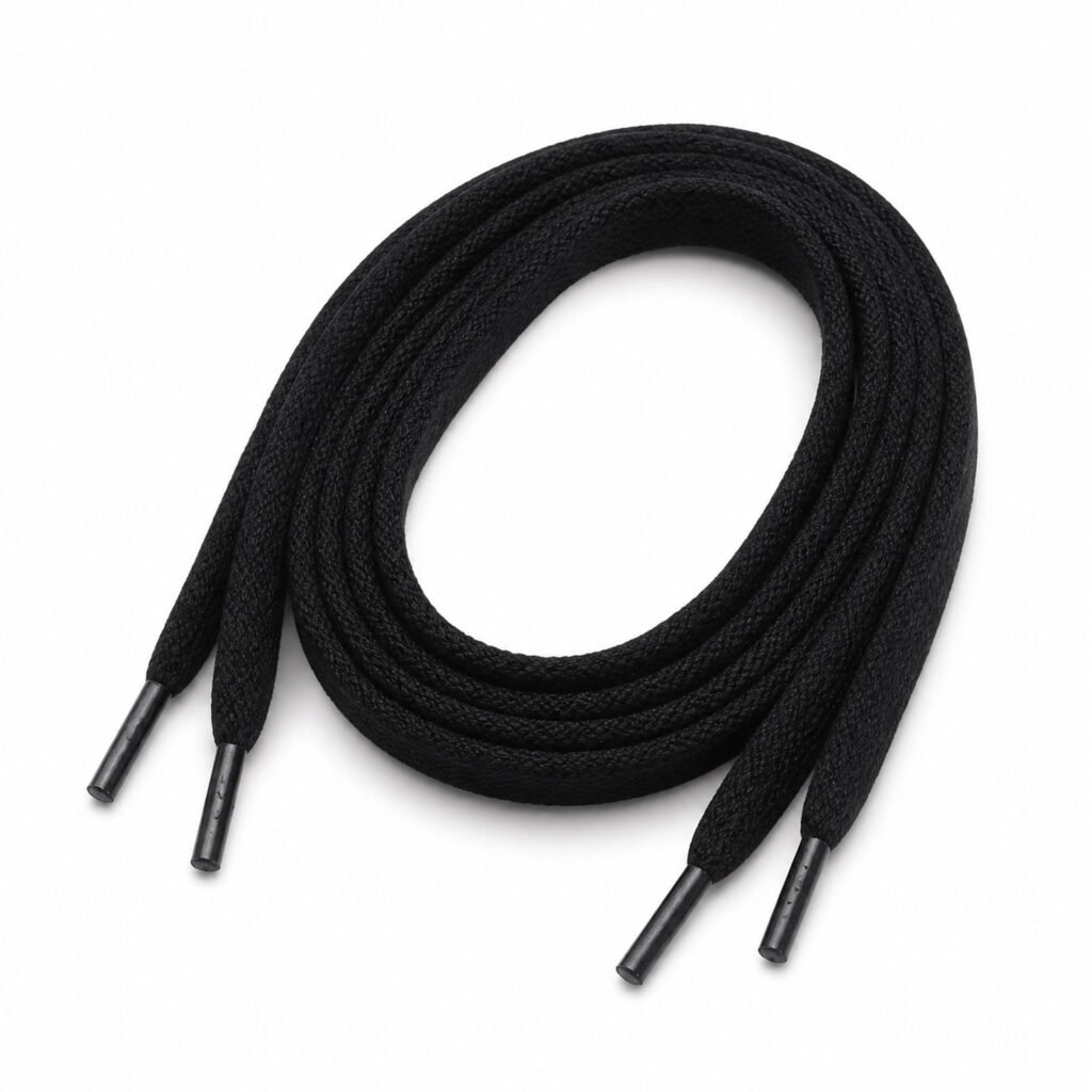 Par de cordones planos negros de 120 cm y 0,8 cm para zapatillas