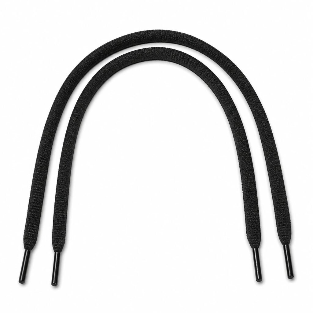Par de cordones planos negros de 120 cm para zapatillas