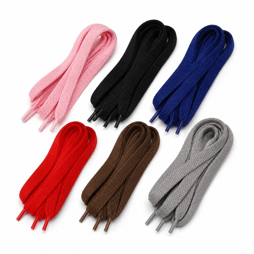 Seis colores surtidos de cordones planos de 120 cm para zapatillas