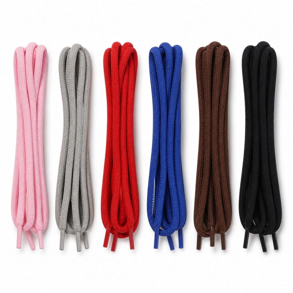 Seis colores surtidos de cordones semirredondos de 120 cm para zapatillas