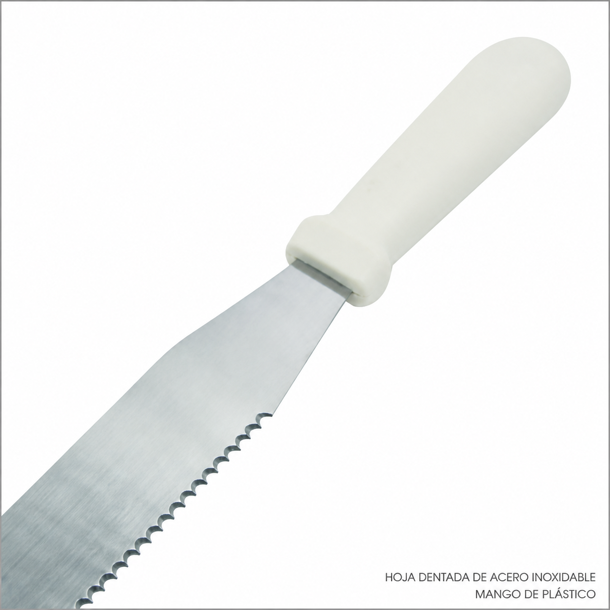 Espátula dentada para crepes, hoja metálica y mango blanco, 38 cm - Imagen 3