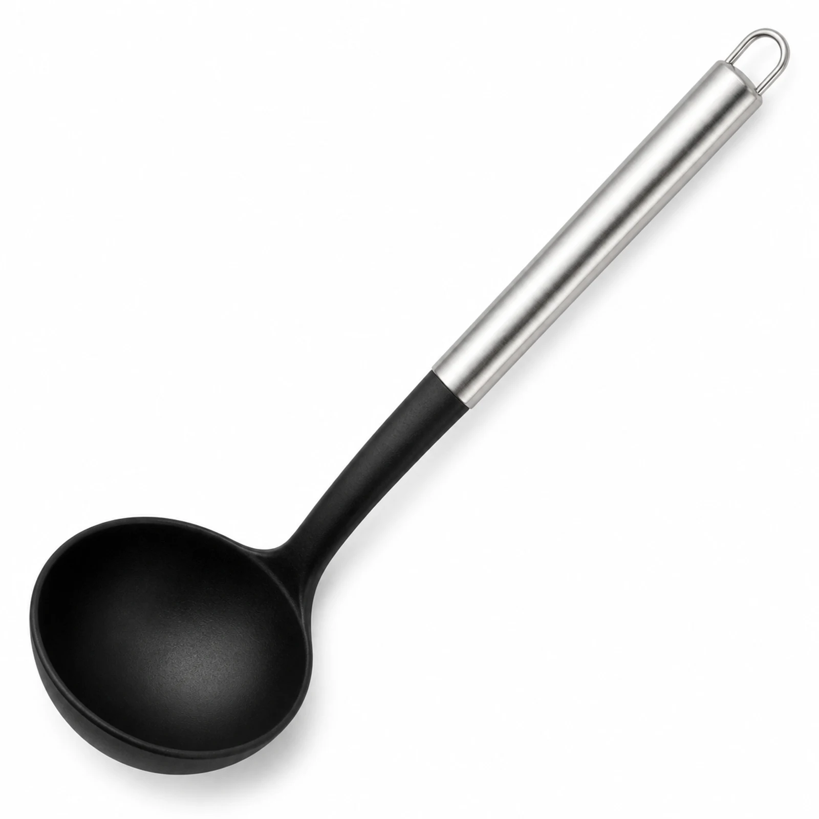 Cucharon para sopa de nylon de 33 cm con mango metalico SKU 60784