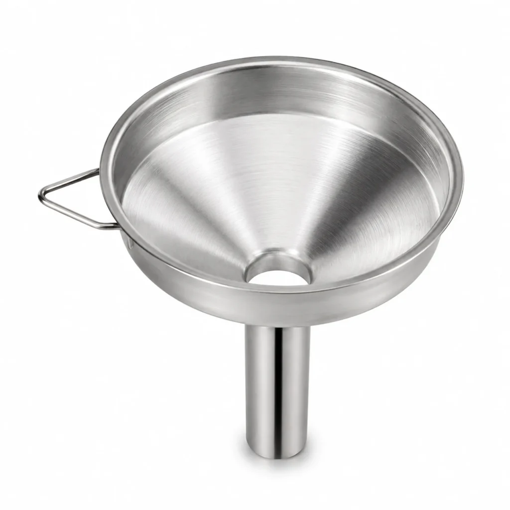 Embudo de acero inoxidable de 13 cm para llenar botellas y frascos