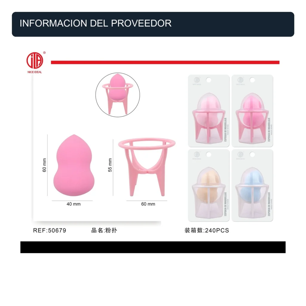 Esponja de Maquillaje Contorno con Soporte, Forma Curva, Colores Surtidos