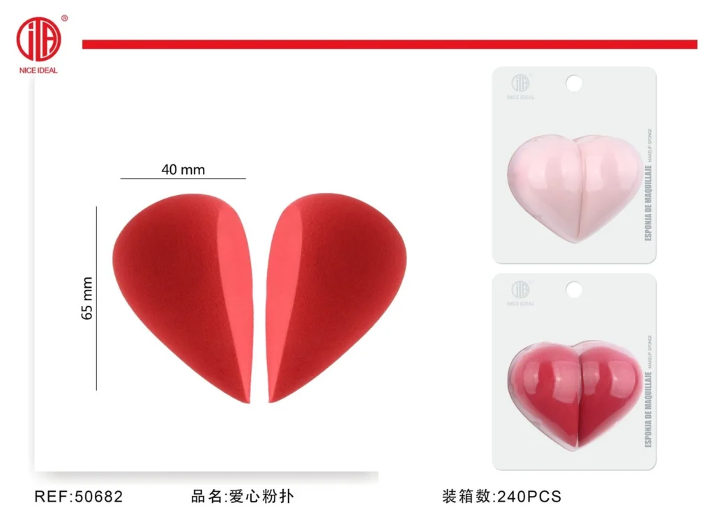 Set de 2 Esponjas de Maquillaje en Forma de Corazón, Rosado