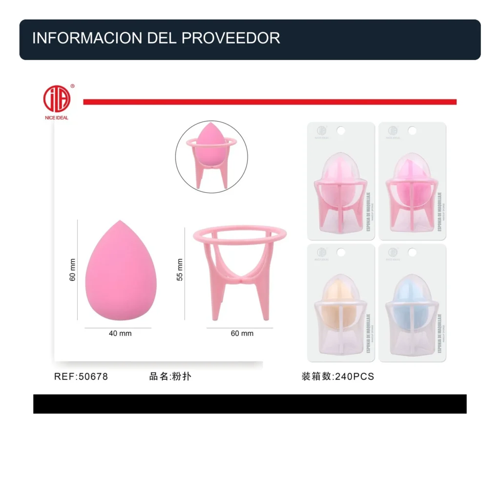Esponja de Maquillaje en Forma de Gota con Soporte, Colores Surtidos