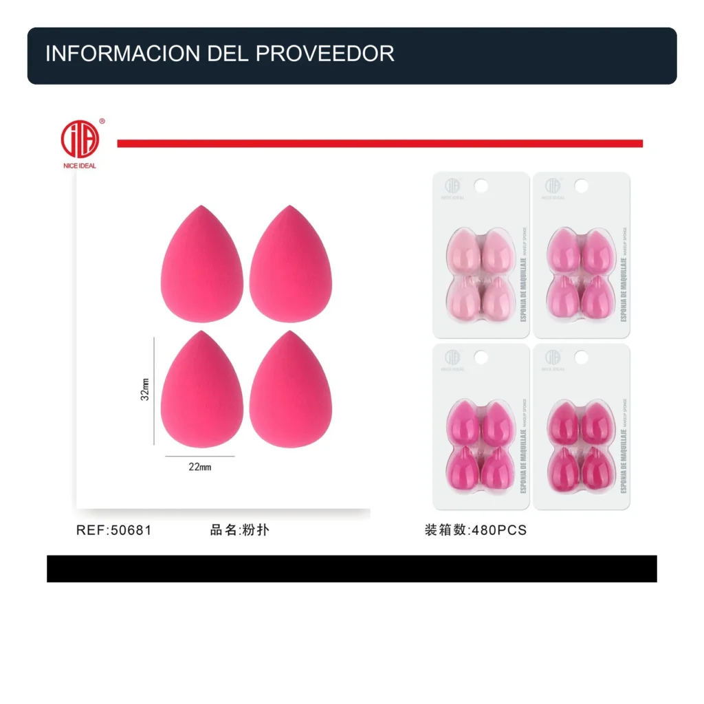 Set de 4 Esponjas Mini para Maquillaje en Forma de Gota, Rosado