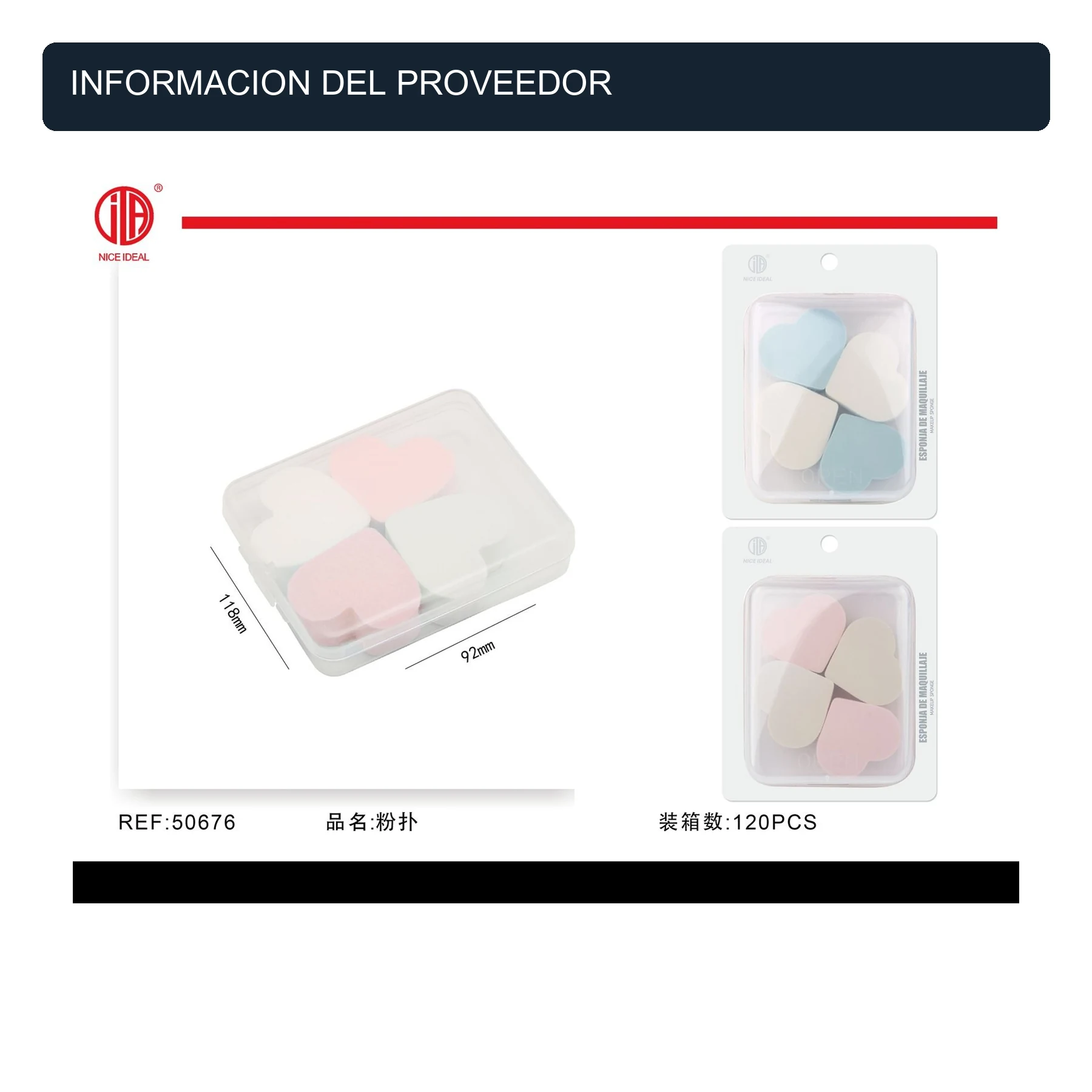 Set de Esponjas para Maquillaje en Estuche, Formas Mixtas, Rosado o Celeste