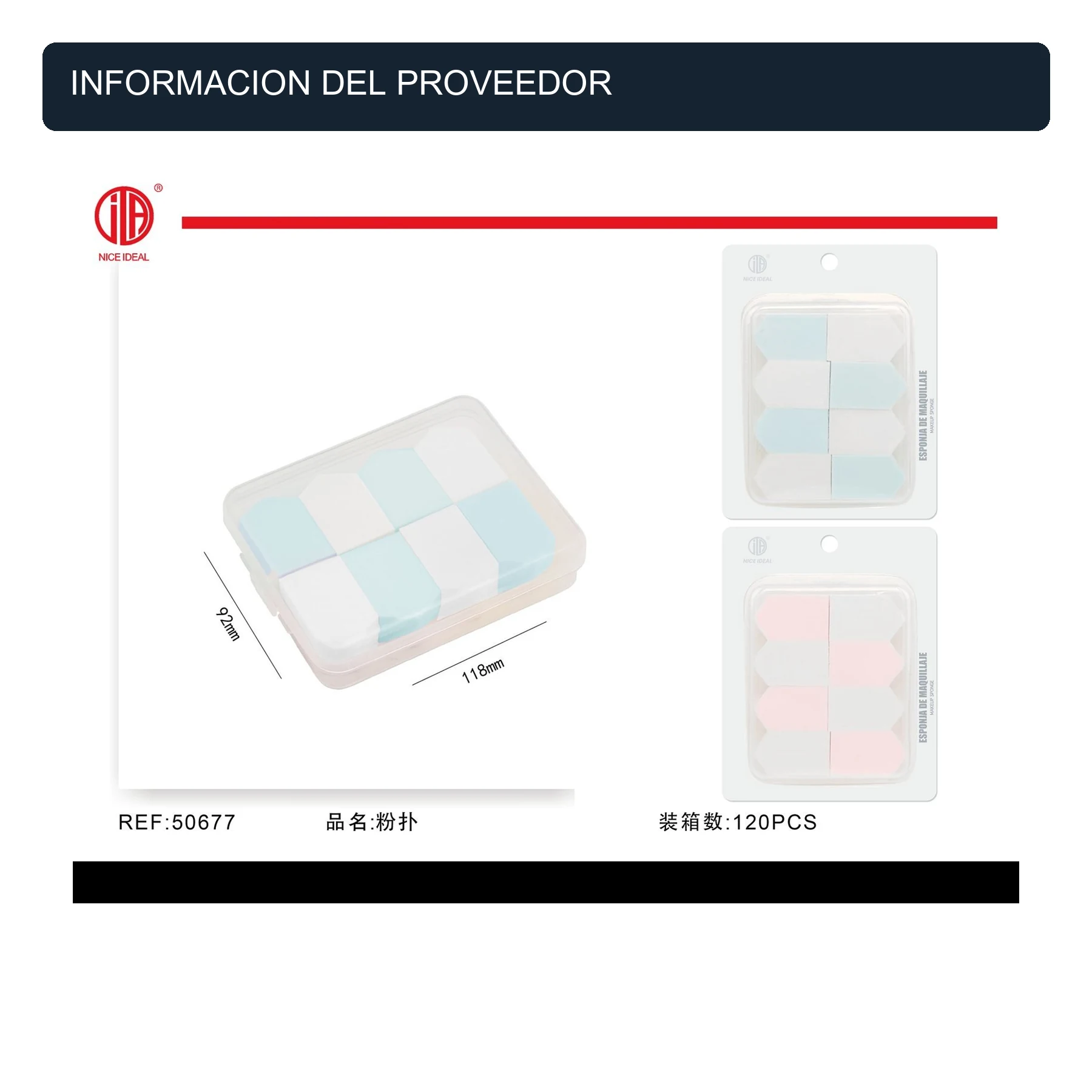Set de Esponjas Rectangulares para Maquillaje con Estuche, Rosado o Celeste