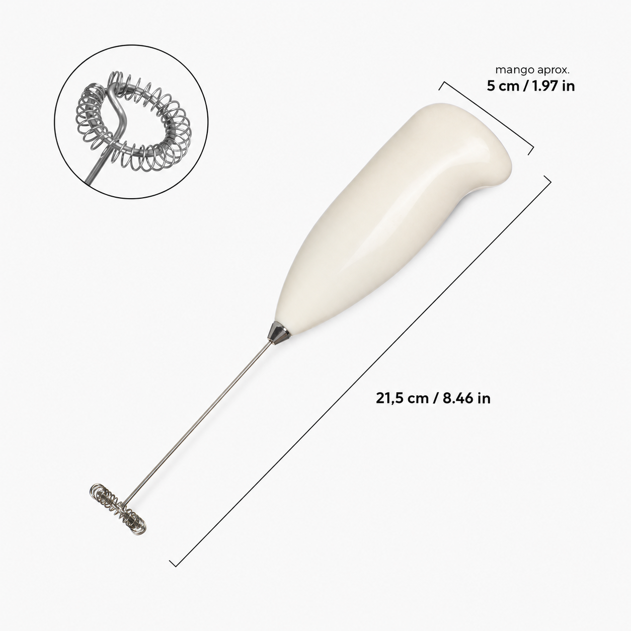 Espumador Manual de Leche para Café con Batidor de Resorte, 21,5 cm - Imagen 4
