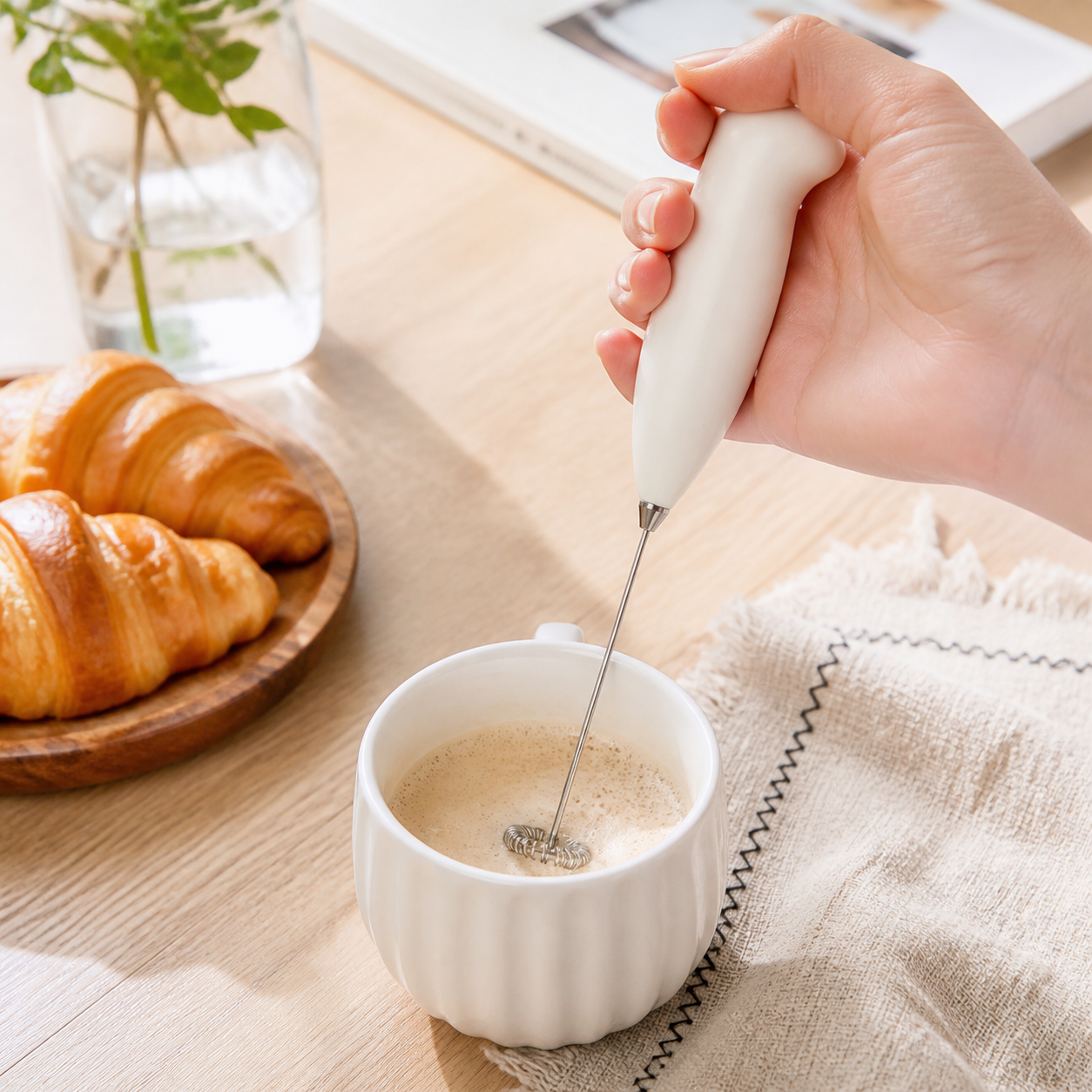 Espumador Manual de Leche para Café con Batidor de Resorte, 21,5 cm - Imagen 8