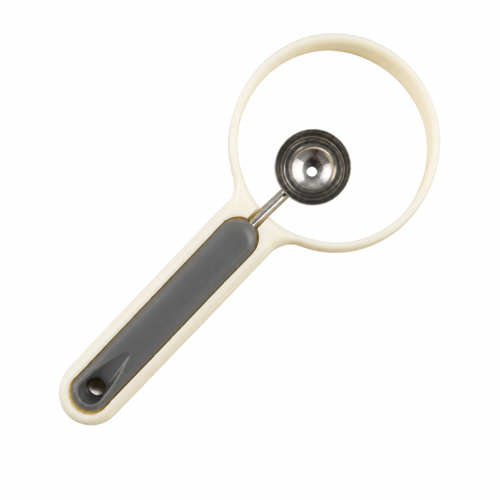Extractor de semillas para frutas color marfil con copa circular de 18 x 8 cm