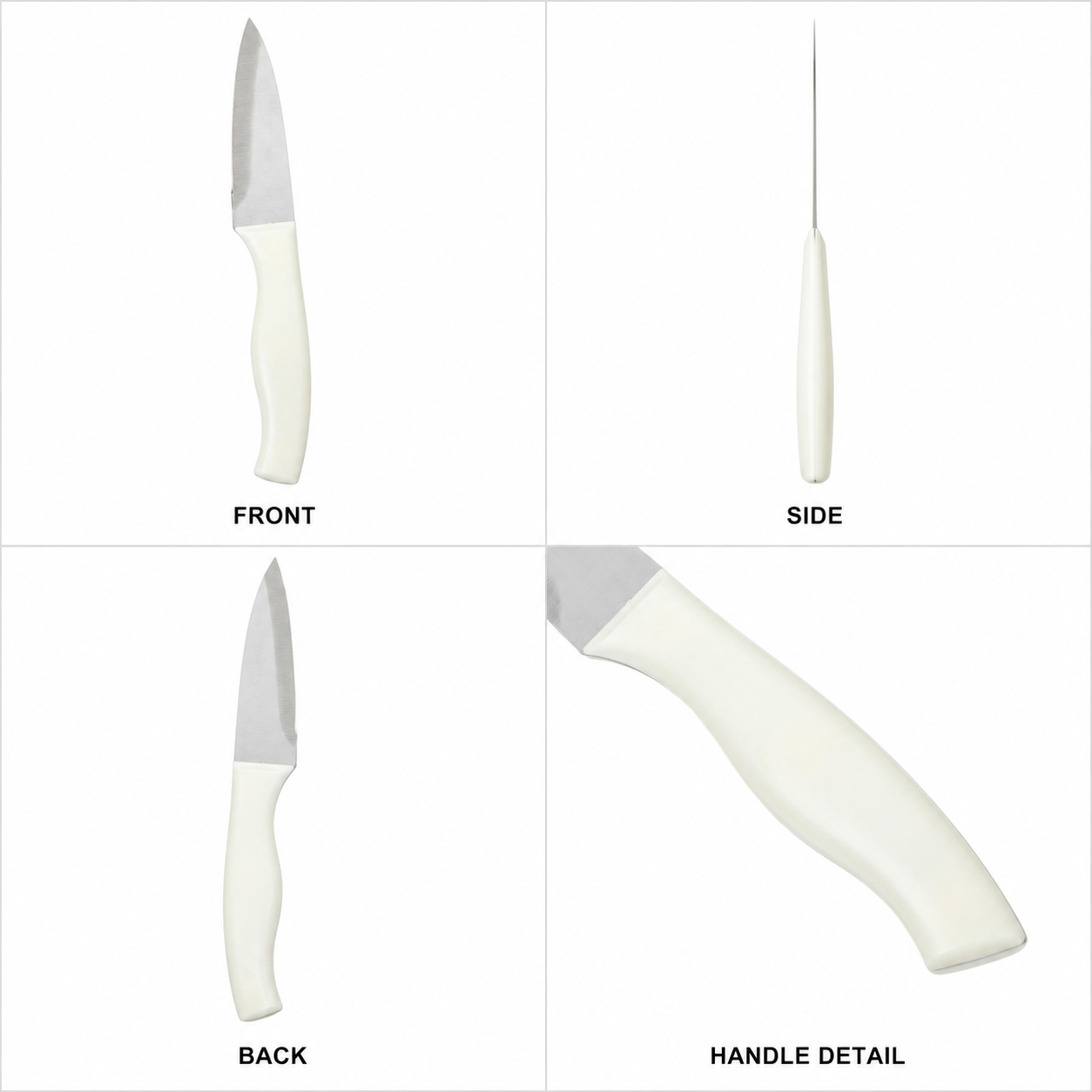 Cuchillo para pelar de acero inoxidable, mango blanco, 20,5 cm - Imagen 2