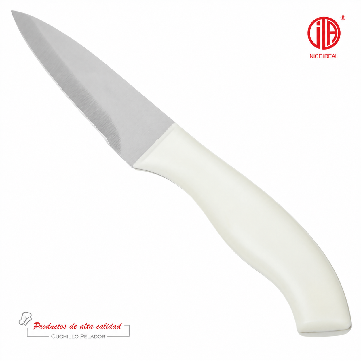 Cuchillo para pelar de acero inoxidable, mango blanco, 20,5 cm - Imagen 3