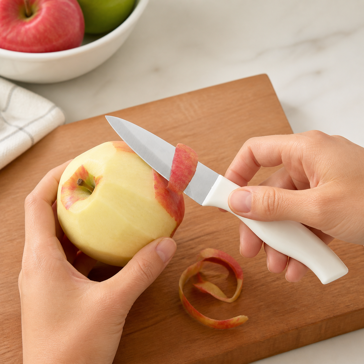 Cuchillo para pelar de acero inoxidable, mango blanco, 20,5 cm - Imagen 6