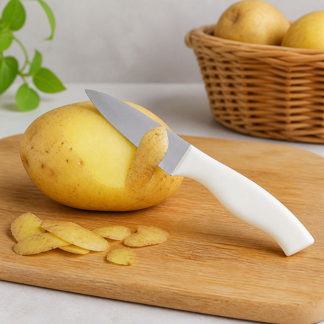 Cuchillo para pelar de acero inoxidable, mango blanco, 20,5 cm - Imagen 8