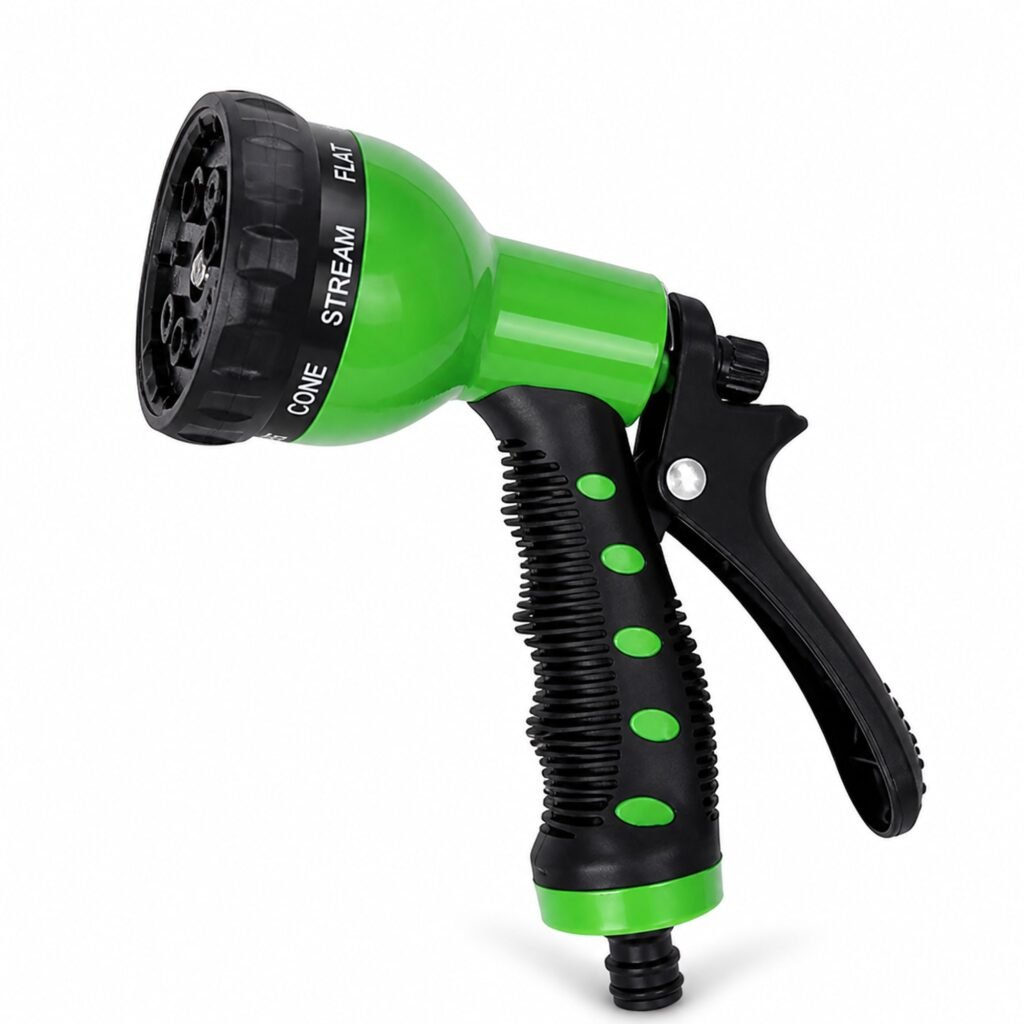 Pistola pulverizadora de jardín verde y negra con selector de 6 modos, SKU 40021