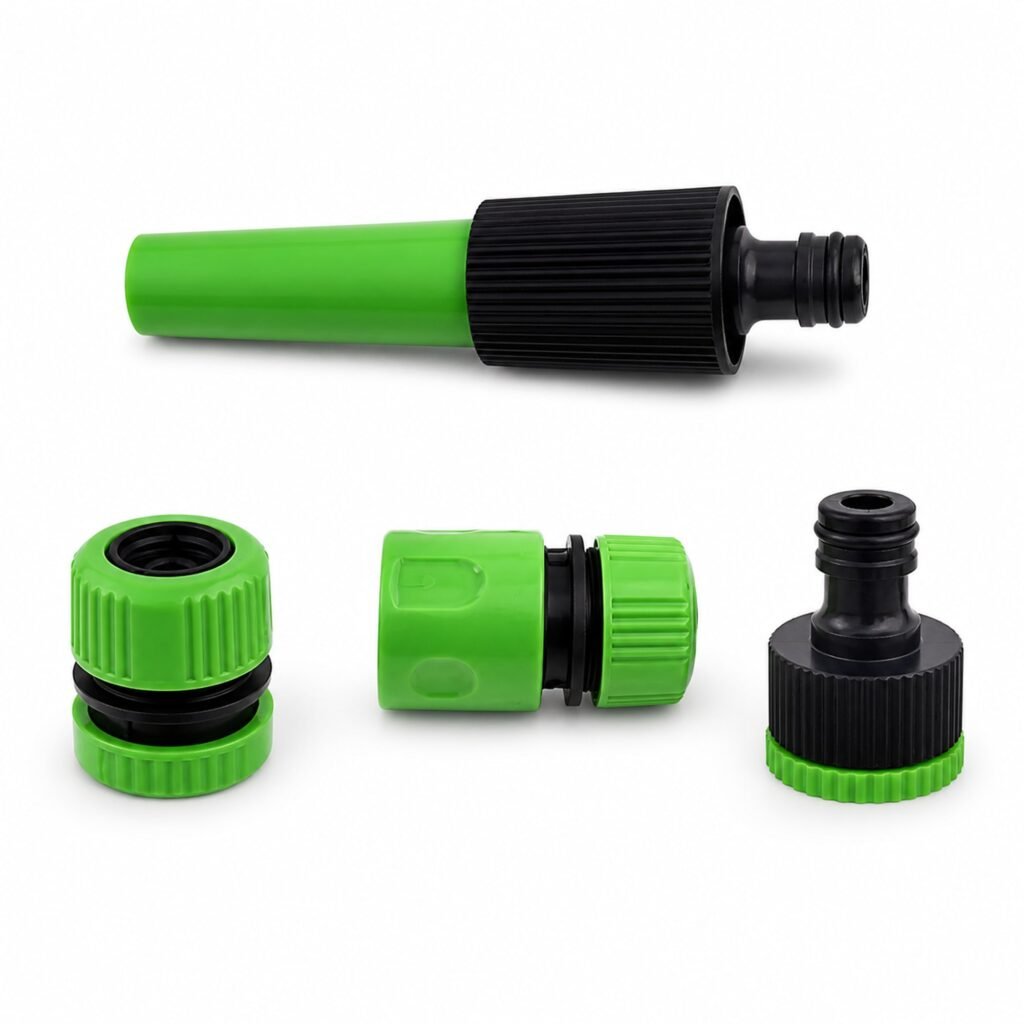 Set de riego para manguera de 1/2 pulgada con boquilla y conectores, SKU 40016