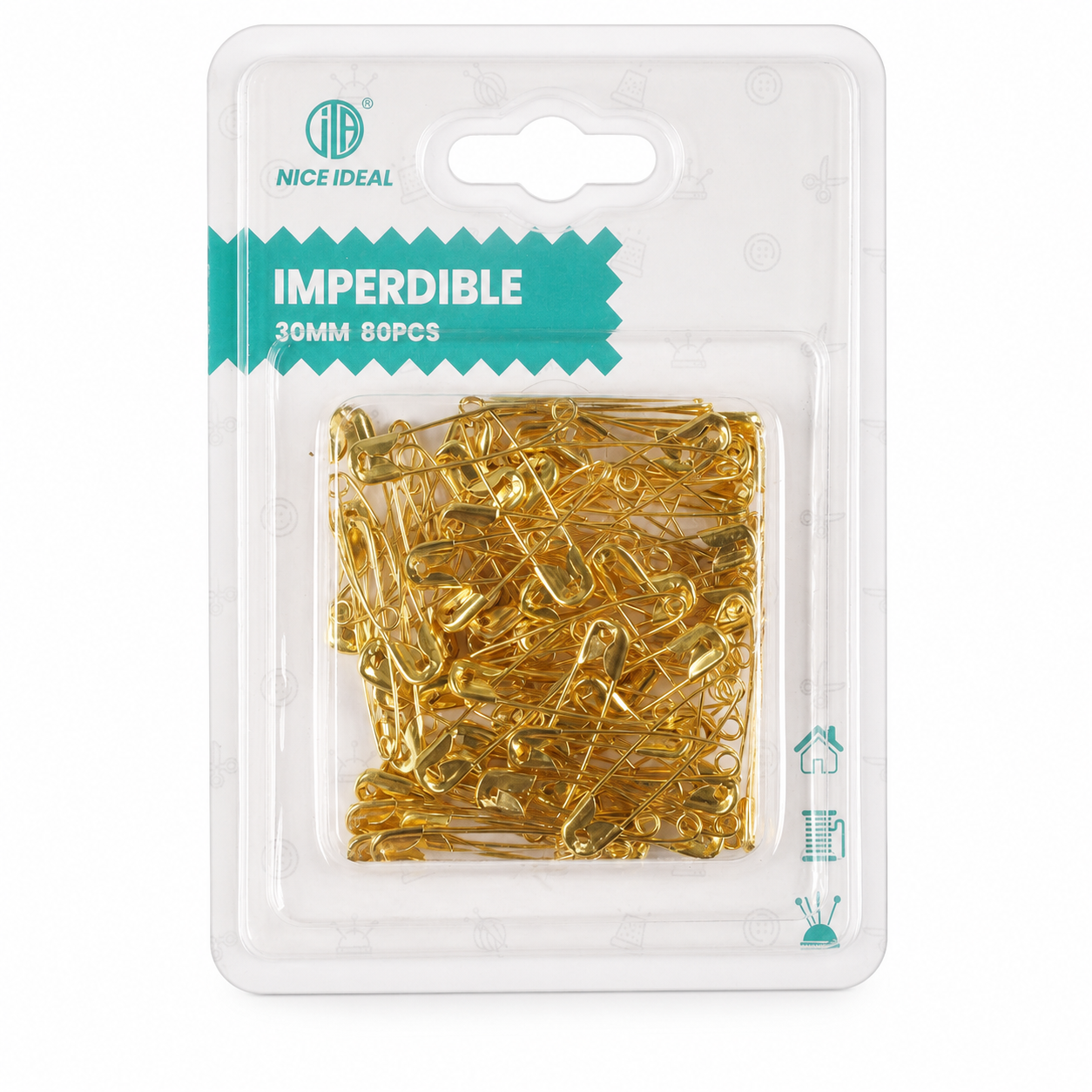 Alfileres de Seguridad Dorados 30 mm, 80 Unidades para Costura y Manualidades