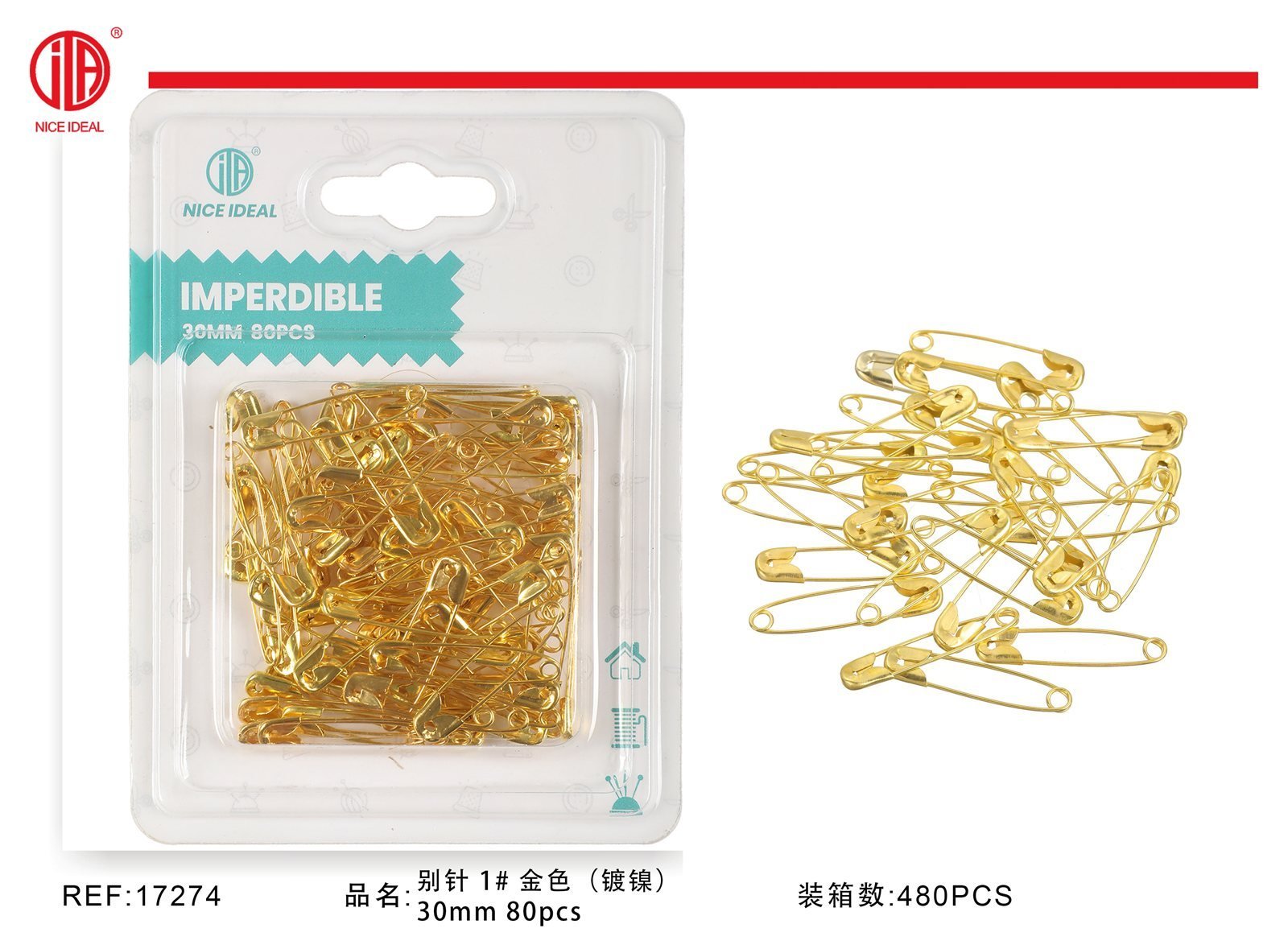 Alfileres de Seguridad Dorados 30 mm, 80 Unidades para Costura y Manualidades - Imagen 11