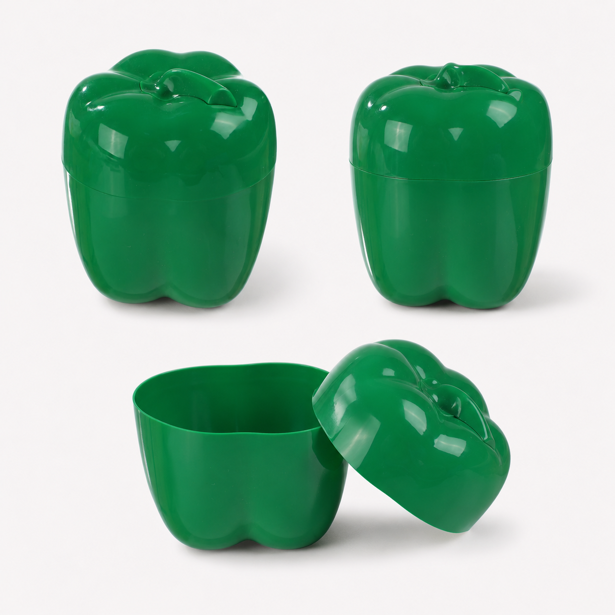 Contenedor verde para conservar pimiento, recipiente plástico con tapa, 11,3 x 9,3 cm - Imagen 2