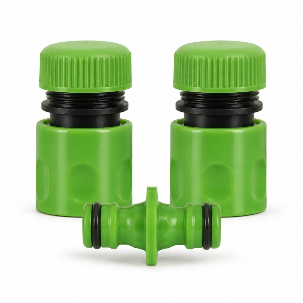 Set verde de tres conectores para unir mangueras de 1/2 pulgada, SKU 40012