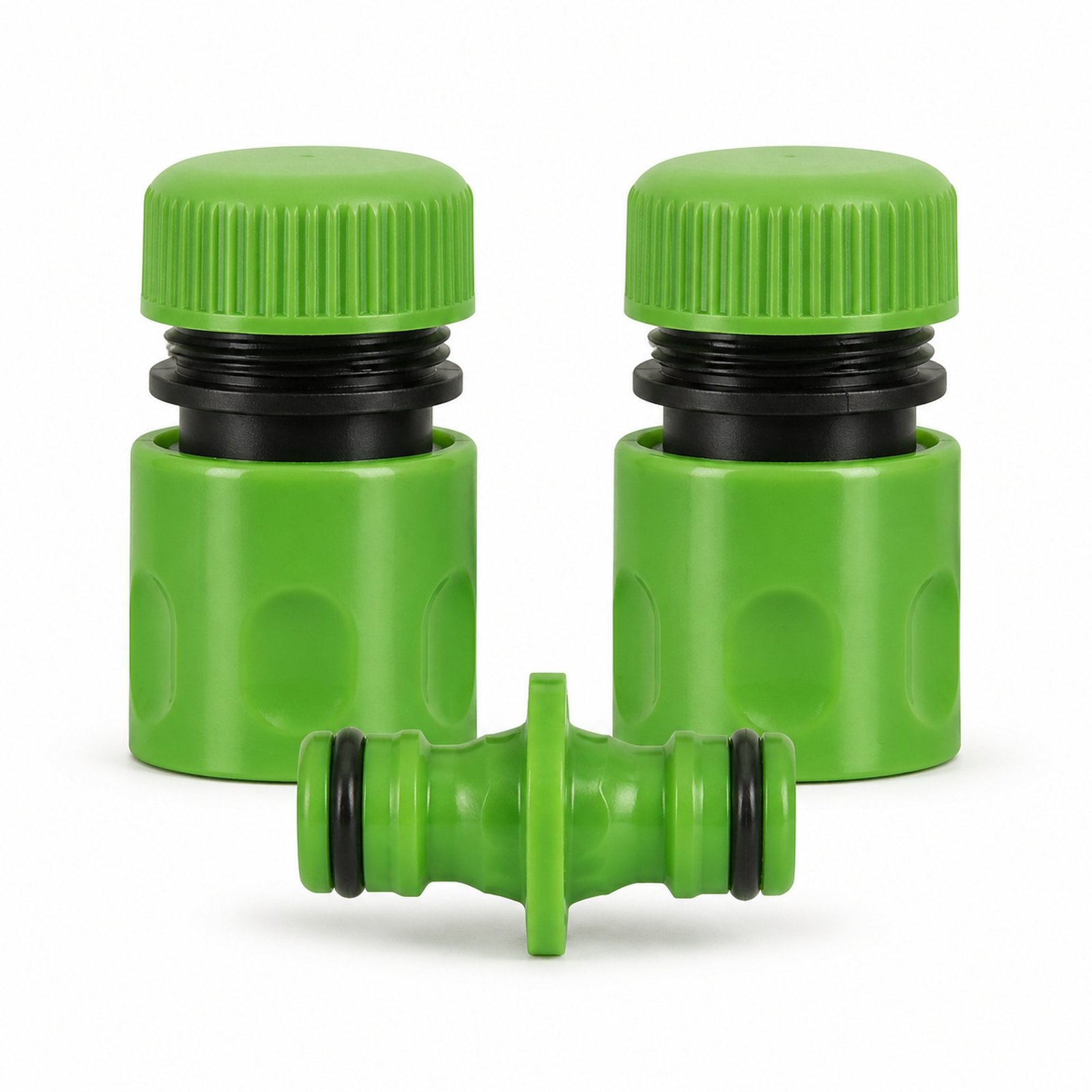 Set verde de tres conectores para unir mangueras de 1/2 pulgada, SKU 40012