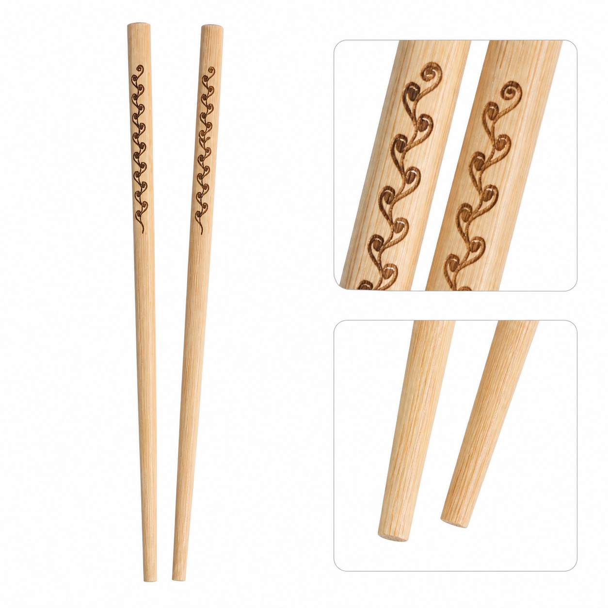 Palillos de madera con grabado de corazones, set de 10 piezas, 24 cm - Imagen 8