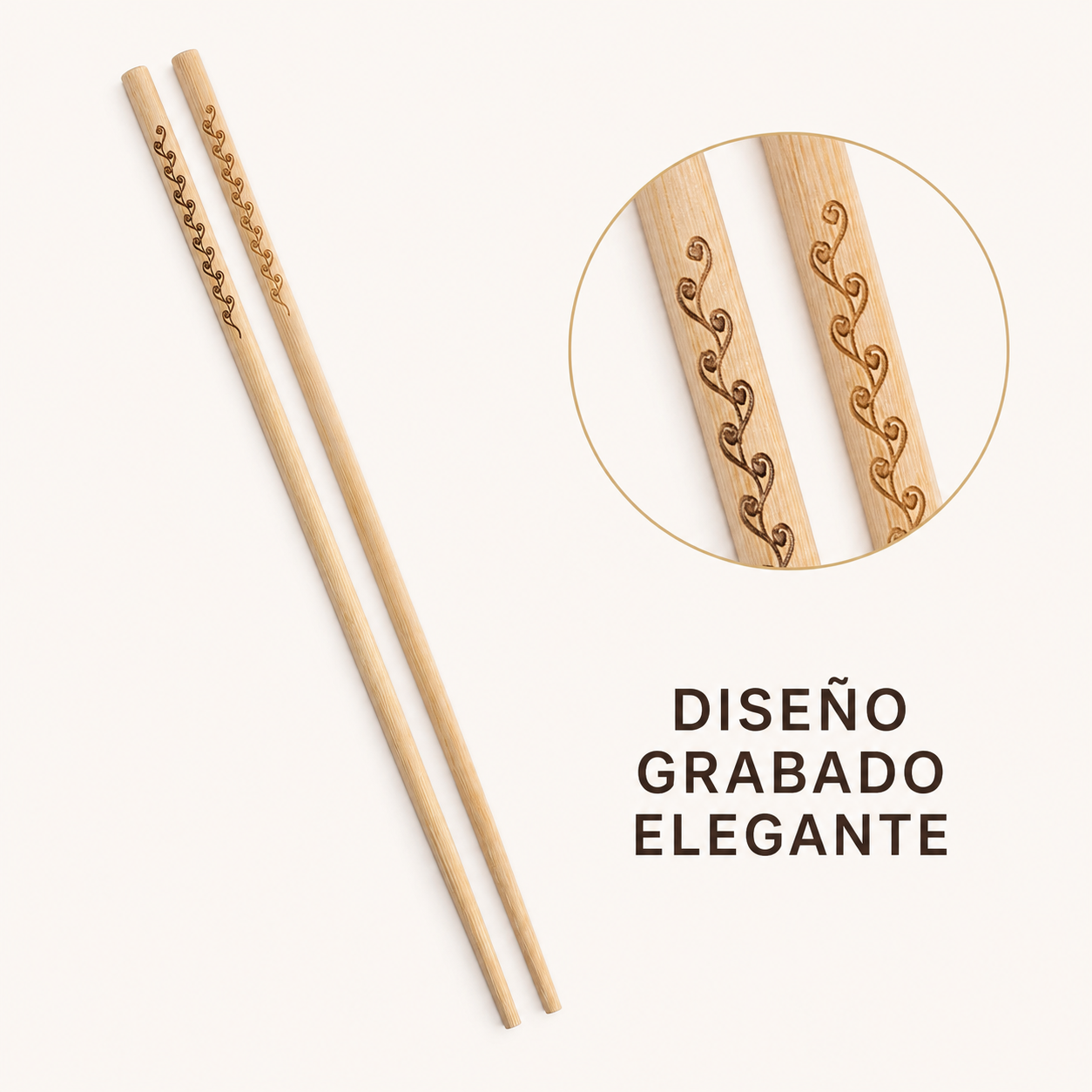 Palillos de madera con grabado de corazones, set de 10 piezas, 24 cm - Imagen 7
