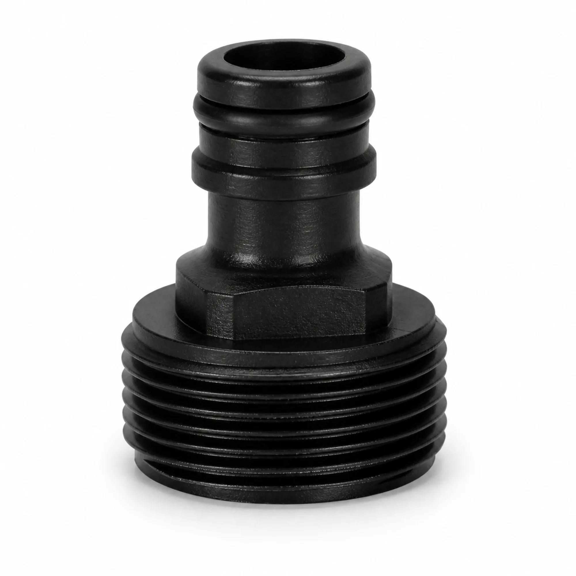 Conector rápido macho negro para manguera con rosca de 3/4 pulgada, SKU 40005