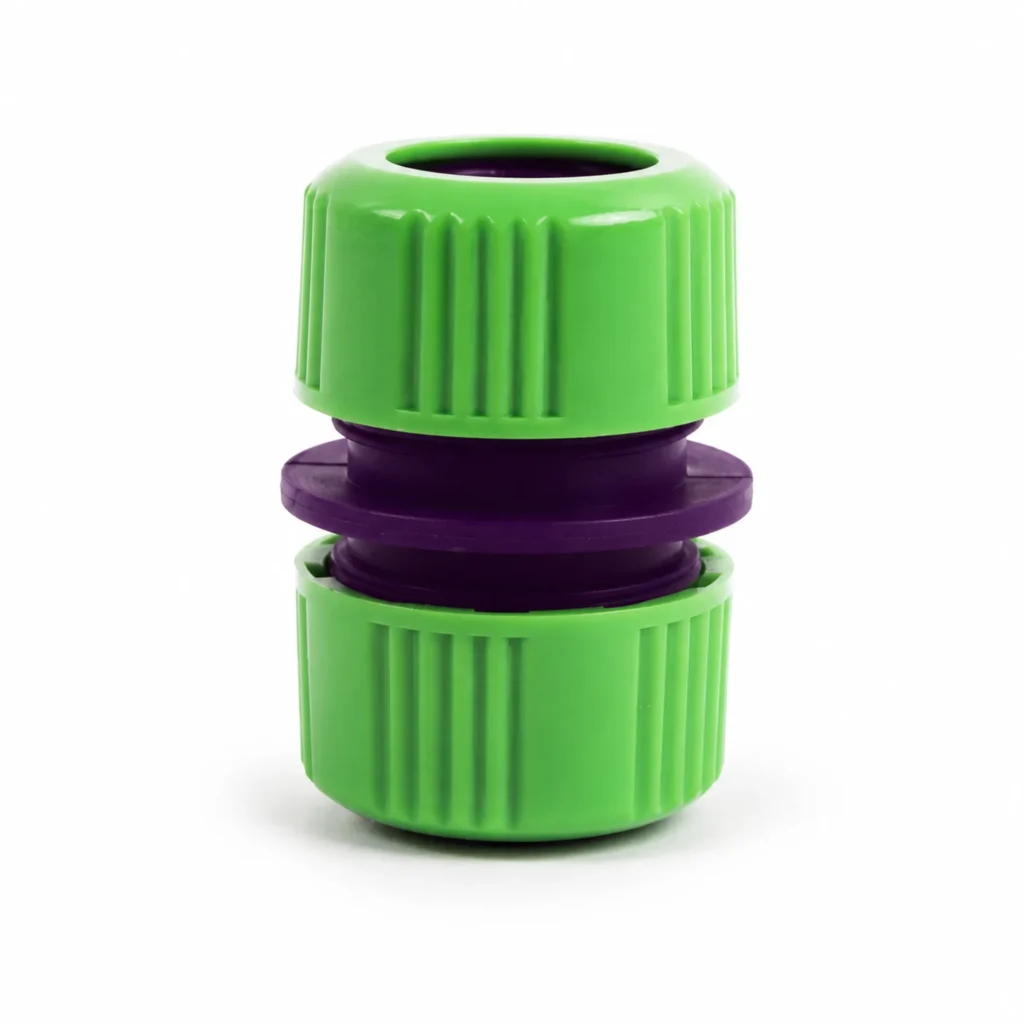 Conector reparador verde y morado para manguera de 1/2 pulgada, SKU 40006