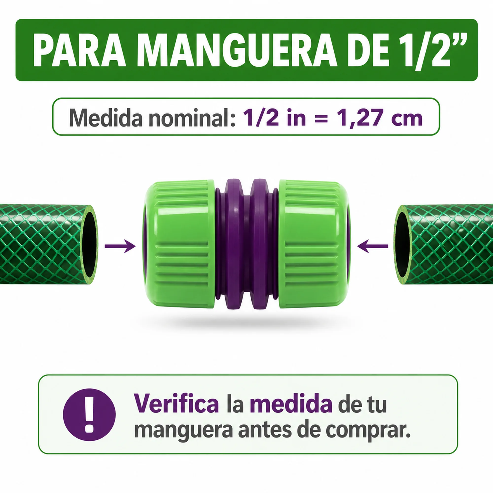 Compatibilidad de 1/2 pulgada y 1,27 cm del conector reparador de manguera