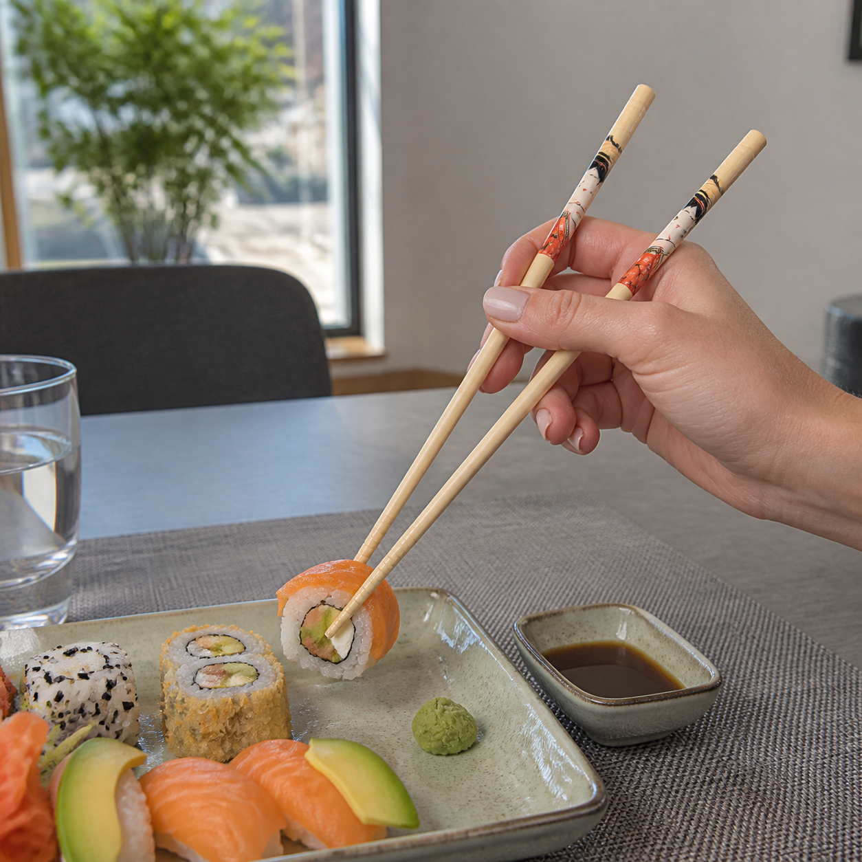 Palillos japoneses de madera con diseño mixto, set de 10 piezas, 24 cm - Imagen 5