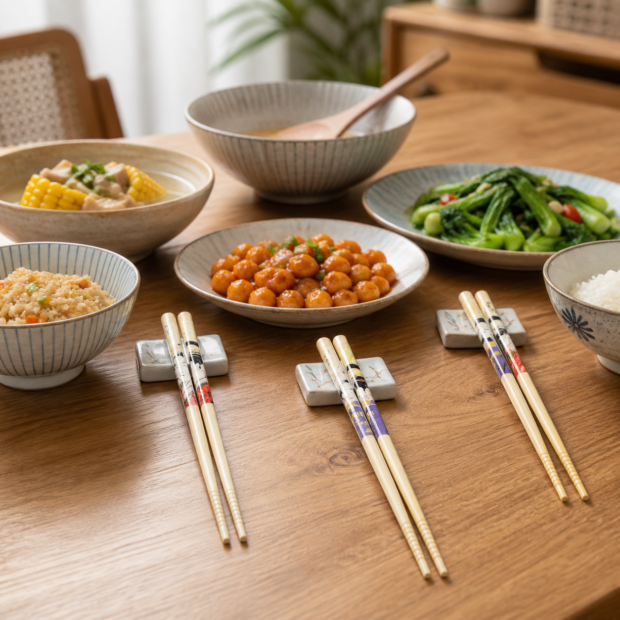 Palillos japoneses de madera con diseño mixto, set de 10 piezas, 24 cm - Imagen 7