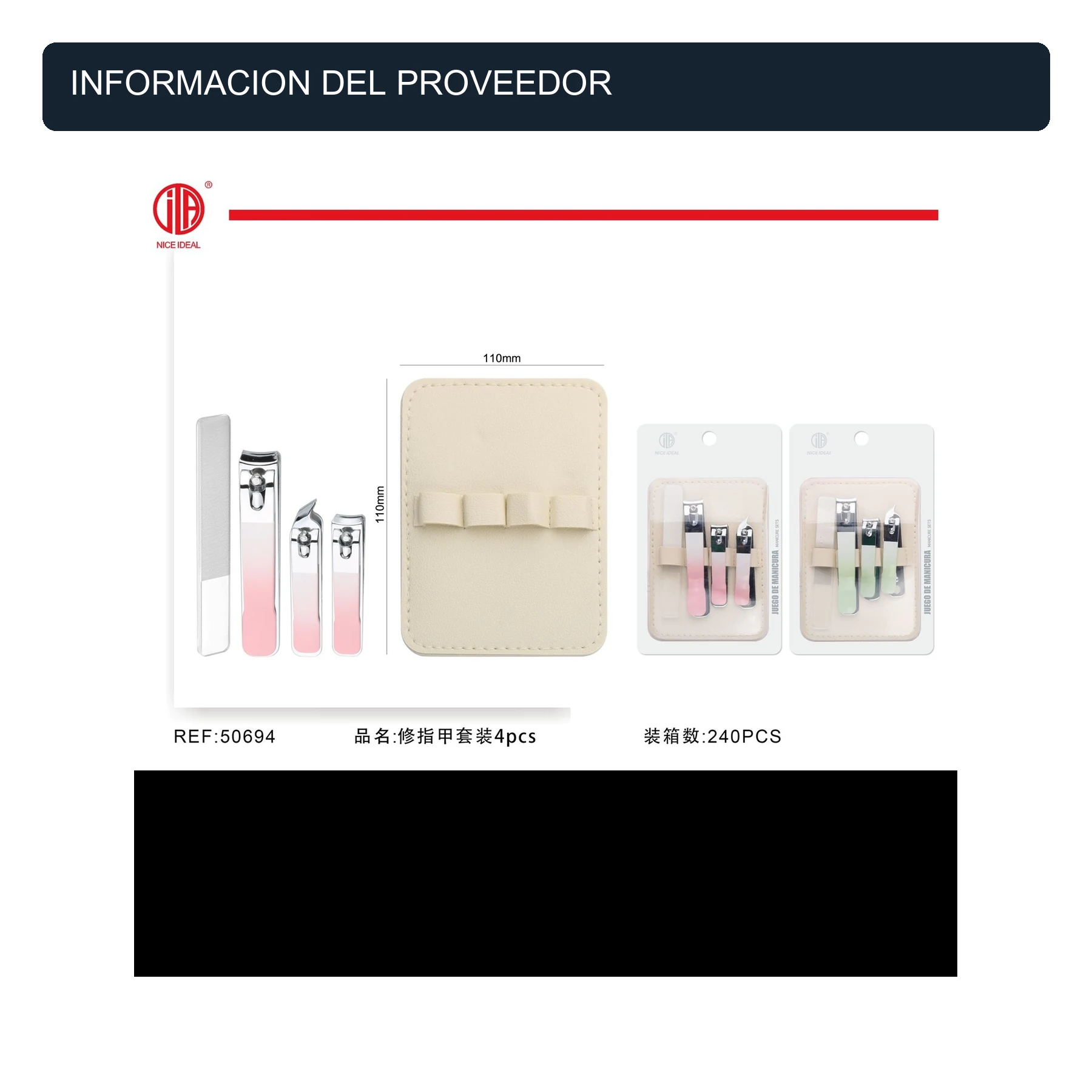 Kit de Cuidado de Uñas 4 Piezas con Estuche, Herramientas de Manicure, Color Surtido