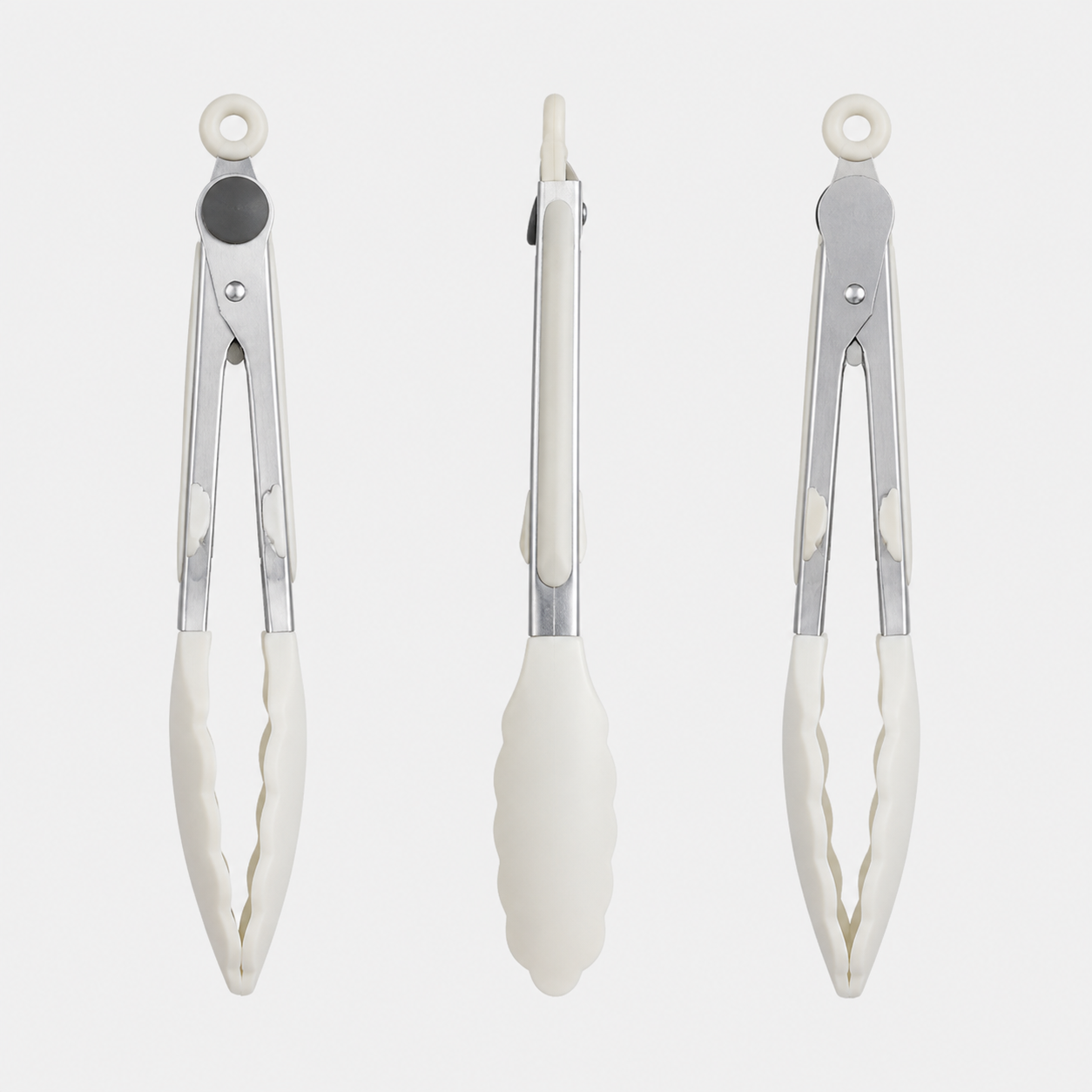 Pinzas de cocina metálicas con agarre marfil, 23,5 cm - Imagen 2