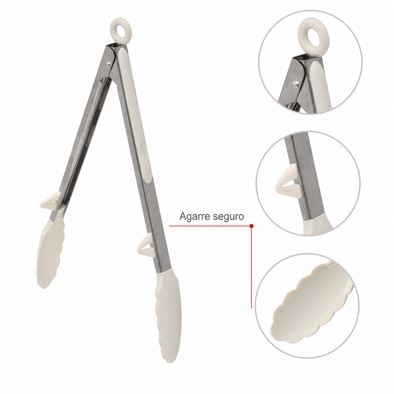 Pinzas multiuso de cocina con agarre marfil, 34,2 cm - Imagen 3