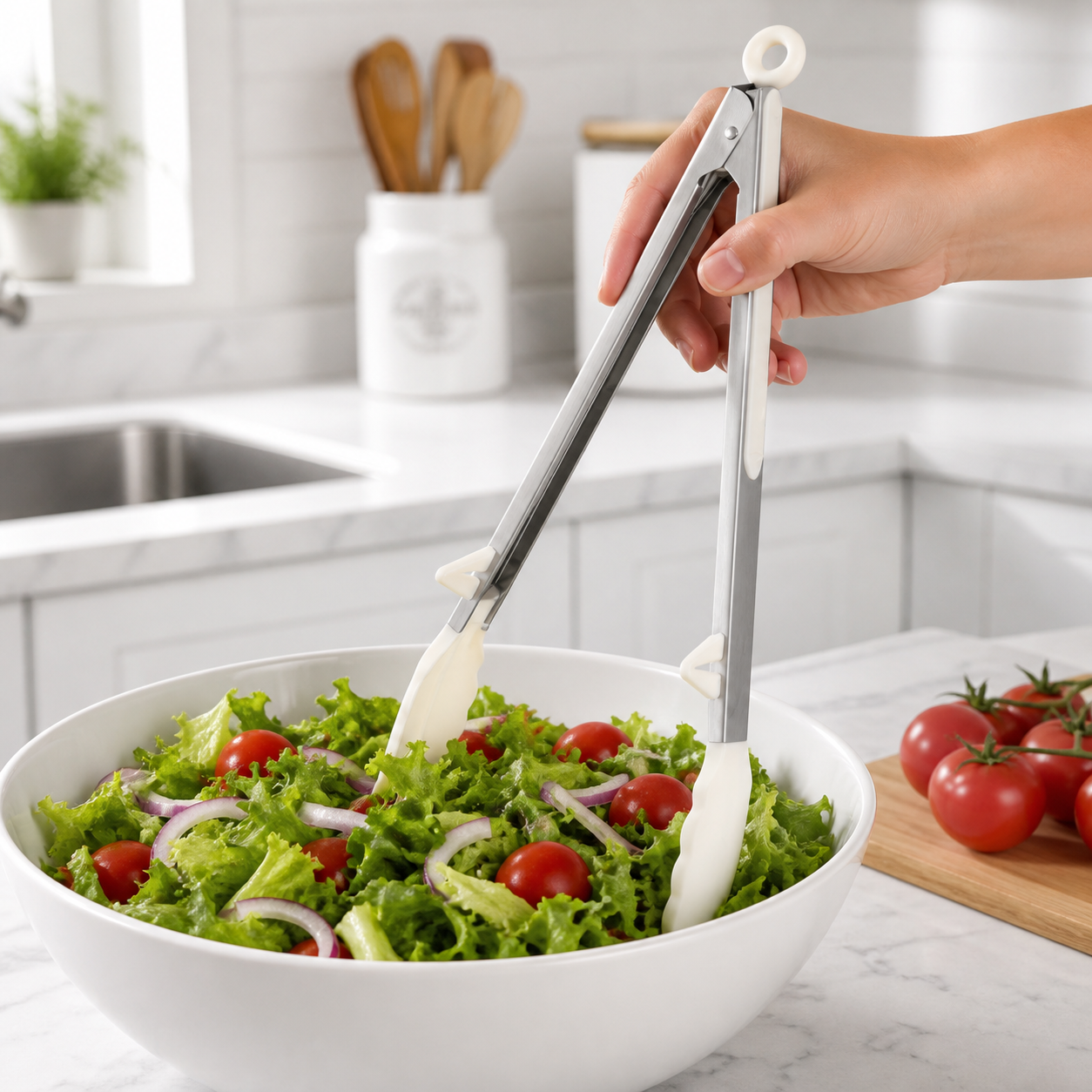 Pinzas multiuso de cocina con agarre marfil, 34,2 cm - Imagen 5