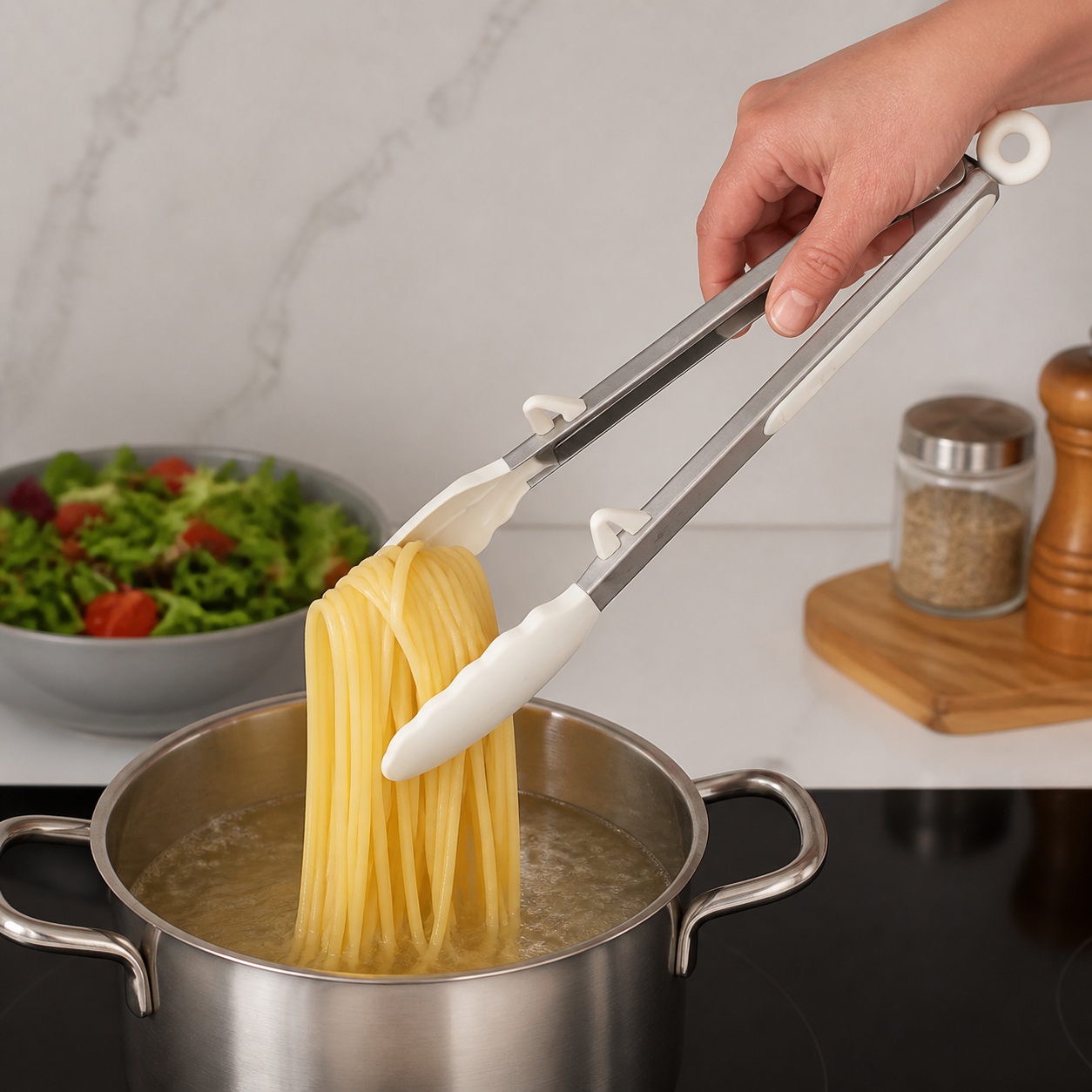 Pinzas multiuso de cocina con agarre marfil, 34,2 cm - Imagen 6