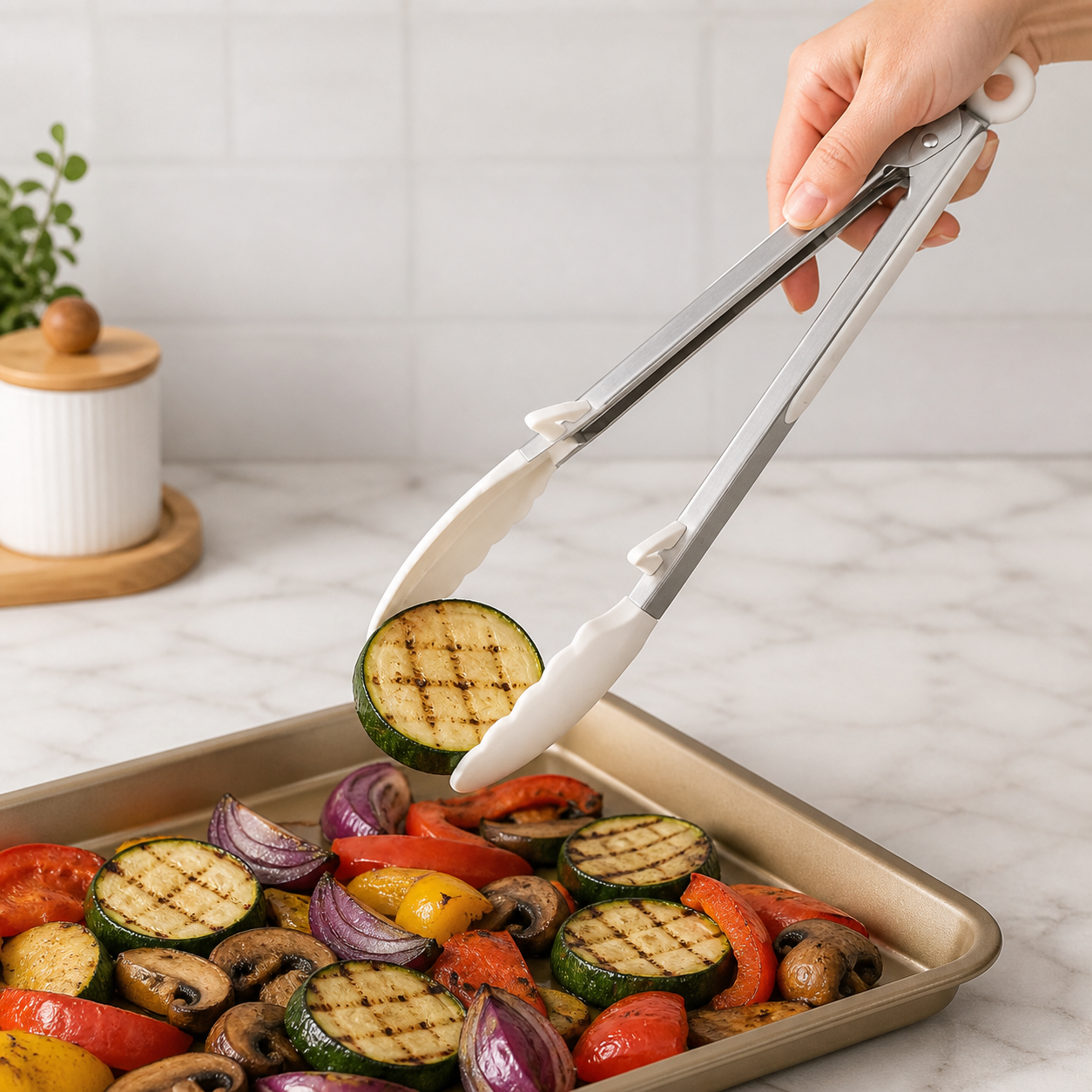 Pinzas multiuso de cocina con agarre marfil, 34,2 cm - Imagen 7