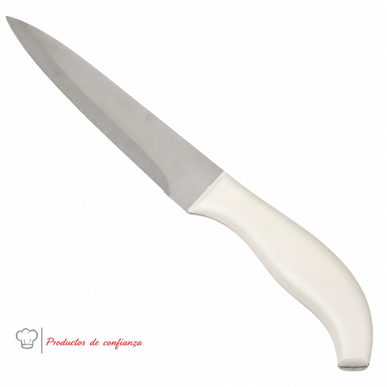 Cuchillo multiuso de acero inoxidable, mango blanco, 24,5 cm - Imagen 3