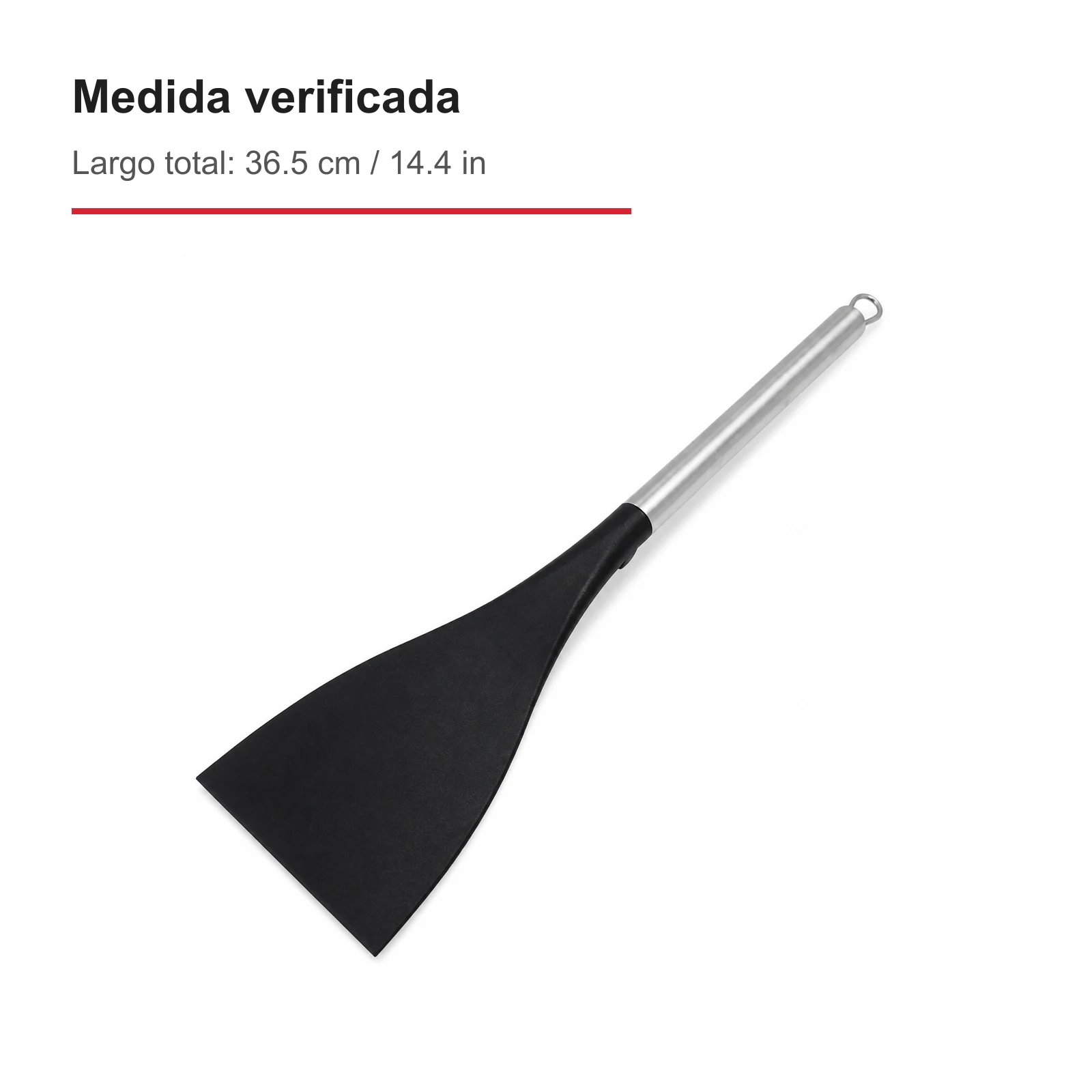 Medida total de pala wok 36.5 cm o 14.4 pulgadas